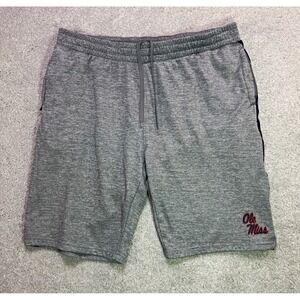 Ole Miss Rebels Mens XXL Colosseum Athletic Shorts Gray Zip Pockets Fleece NCAA